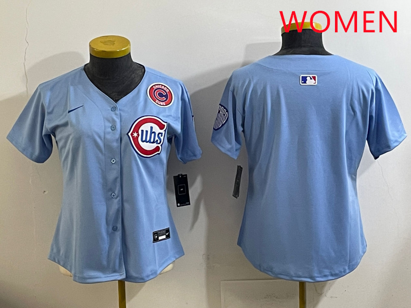 Women 2025 Chicago Cubs blank Blue Game Nike MLB Jersey style 54->women mlb jersey->Women Jersey
